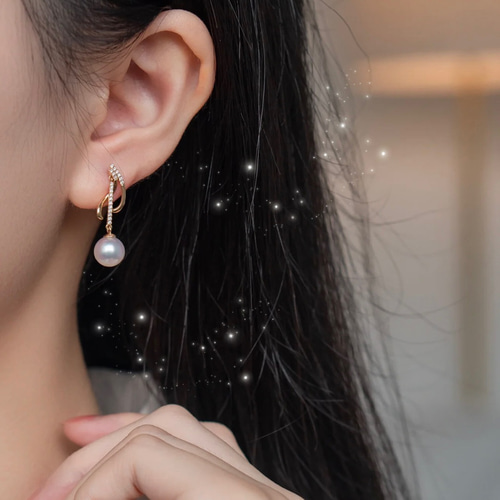 SALE／10%OFF 【高級】淡水真珠 ダイヤモンド付きピアスk18 ピアス(両