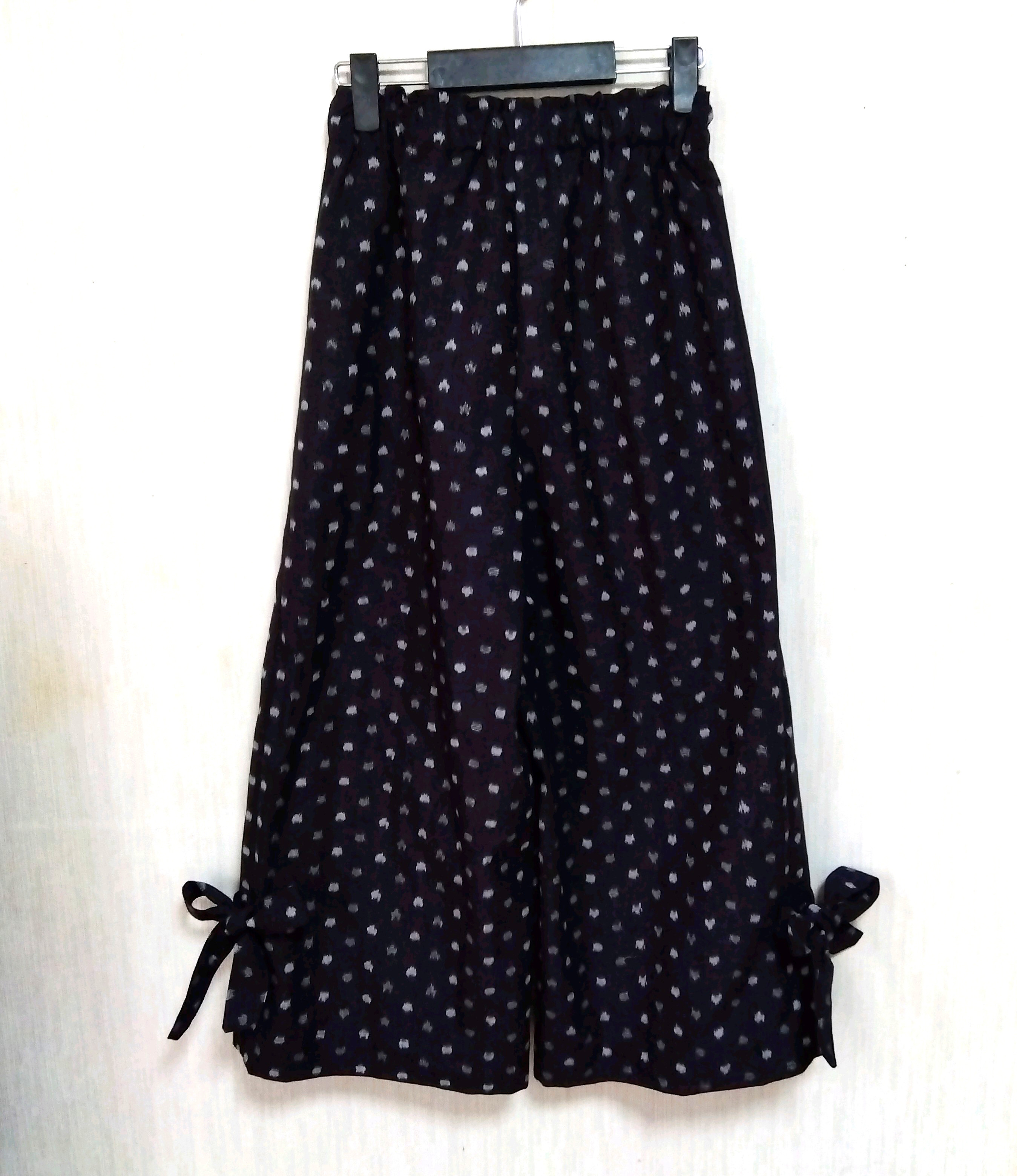 スカーフ付き 変形パンツ 久留米絣 秋名バラ 久留米絣のワイドパンツ