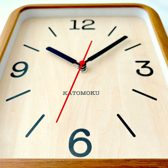 KATOMOKU muku clock 20 ウォールナット km-133WARC 電波時計 連続秒針 掛け時計 四角 9枚目の画像