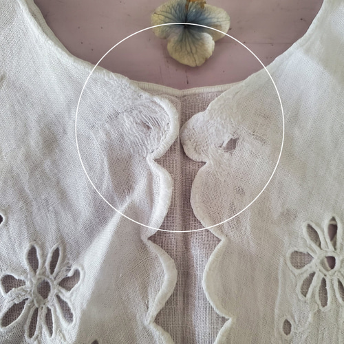 フランスアンティーク カットワーク刺繍のつけ襟 ハンドメイド レース