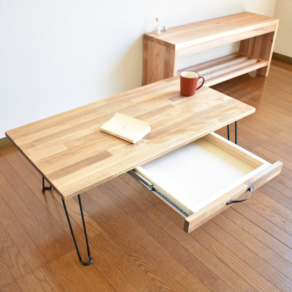 収納Drawer Desk/リビングテーブル 3枚目の画像
