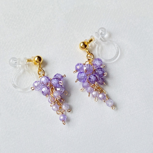 14kgf « Lavender » キュービックジルコニアのノンホールピアス