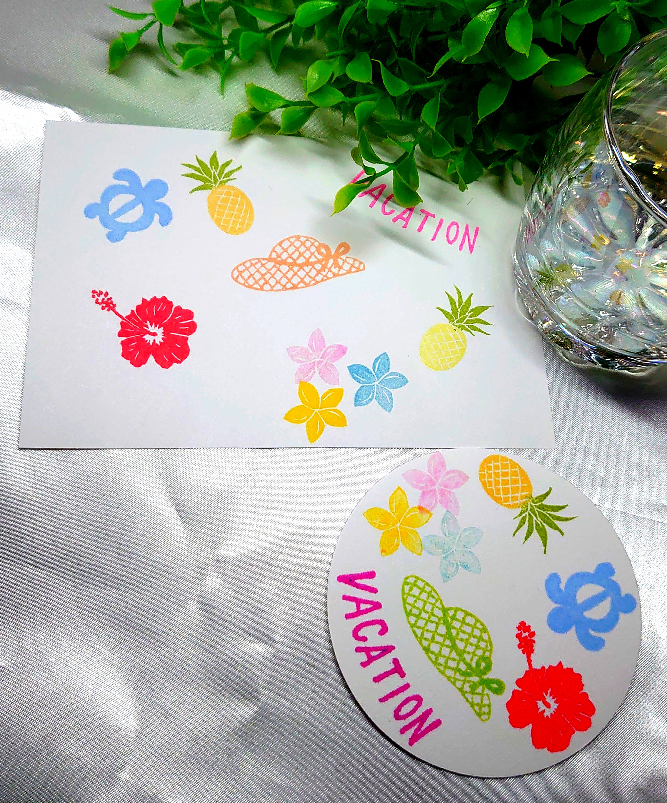 消しゴムはんこ ハワイ スタンプ⌄̈⃝ 消しゴムはんこ「ハワイアン柄④」6個 はんこ・スタンプ smile stamp