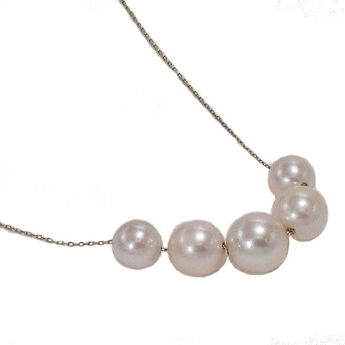 アコヤ本真珠 ネックレス ペンダント 5珠7～8mmグラデーションイエロー  