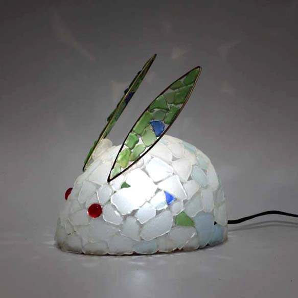 シーグラスのランプ　雪うさぎのランプ-18 2枚目の画像