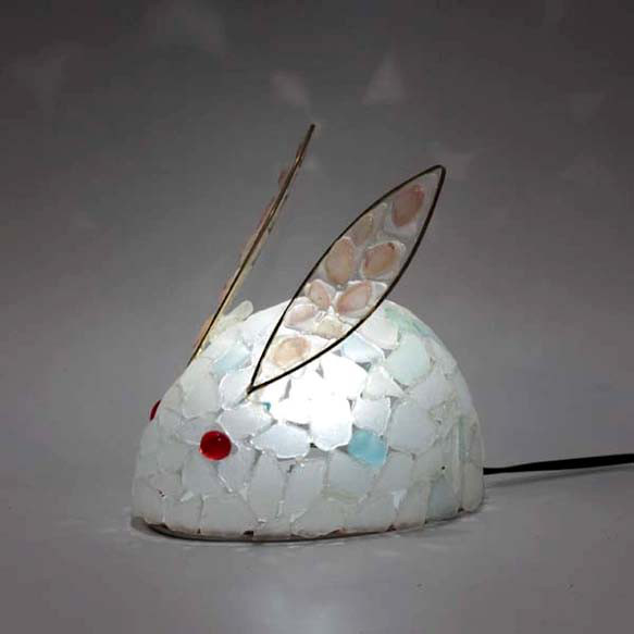 シーグラスのランプ　桜貝とうさぎのランプ-3 1枚目の画像
