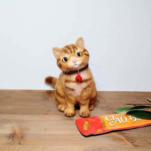 癒しのミニねこ】茶トラ猫 お座りver.【羊毛フェルト】【猫