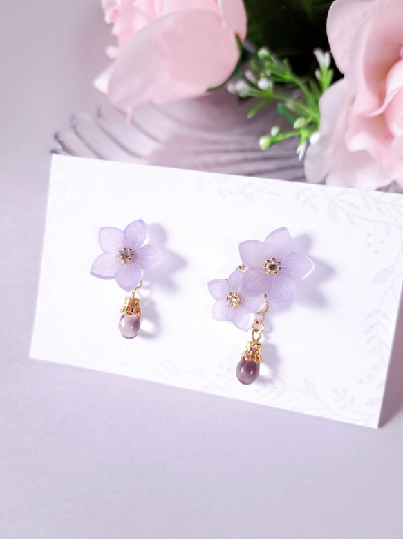 桔梗のピアス＆イヤーカフ イヤリング・ノンホールピアス Ciel