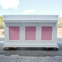 美容室 ネイルサロン L字カウンター レジ台 レセプションカウンター W1800ピンク  オーダーメイド家具店舗什器 2枚目の画像