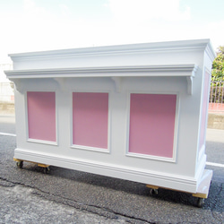 美容室 ネイルサロン L字カウンター レジ台 レセプションカウンター W1800ピンク  オーダーメイド家具店舗什器 1枚目の画像