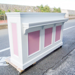美容室 ネイルサロン L字カウンター レジ台 レセプションカウンター W1800ピンク  オーダーメイド家具店舗什器 3枚目の画像