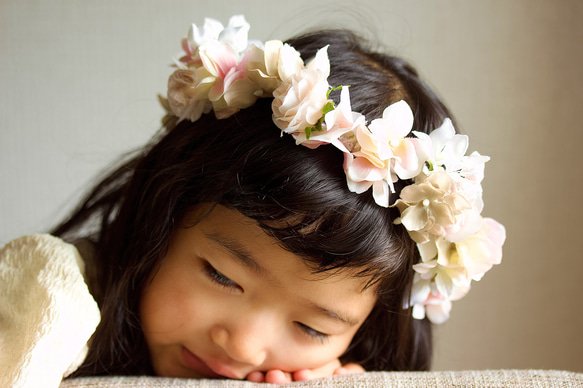 ◾️花冠　ベッドドレス　記念日　リングガール　ウェディング　ニューボーン　誕生日フォト 1枚目の画像