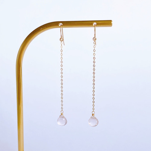 おまとめです！14kgf ローズクォーツとハーキマーのピアス 再販】14kgf/ﾊｰｷﾏｰｸｫｰﾂ/ﾛｰｽﾞｸｫｰﾂ｜Symphony heart-Rose quartz