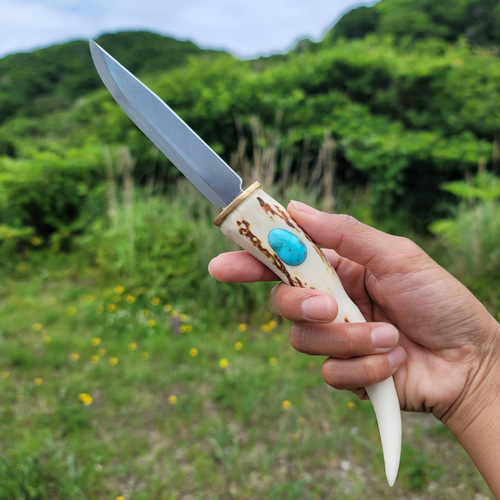 鹿の角 天然石3種のモーラナイフ 包丁・ナイフ 鹿角工房