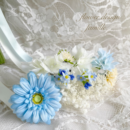 プリンセスハウス 絵画青いリボンバラブーケ額縁