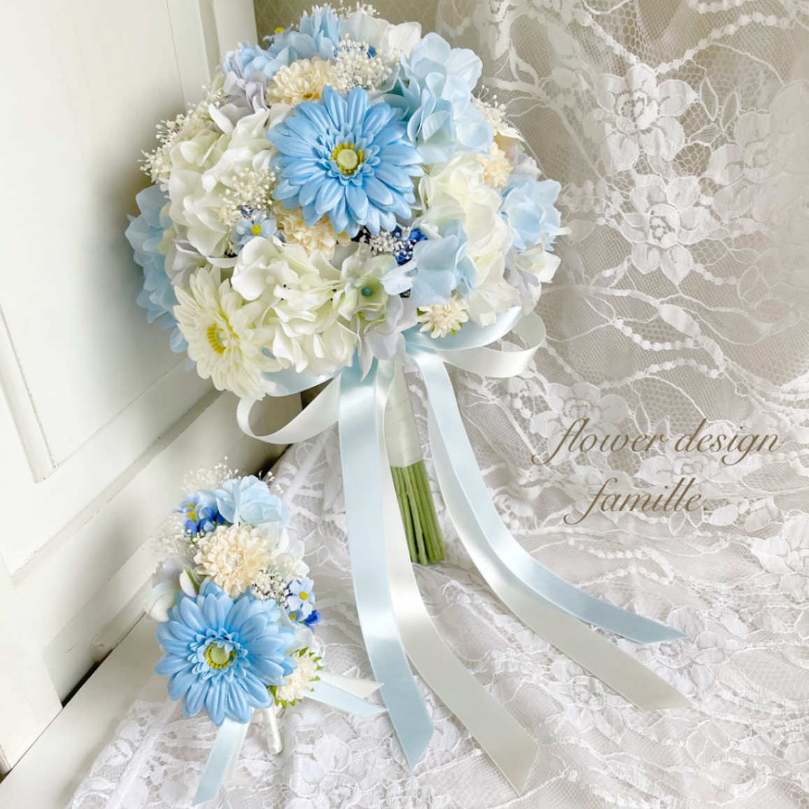 プリンセスハウス 絵画青いリボンバラブーケ額縁