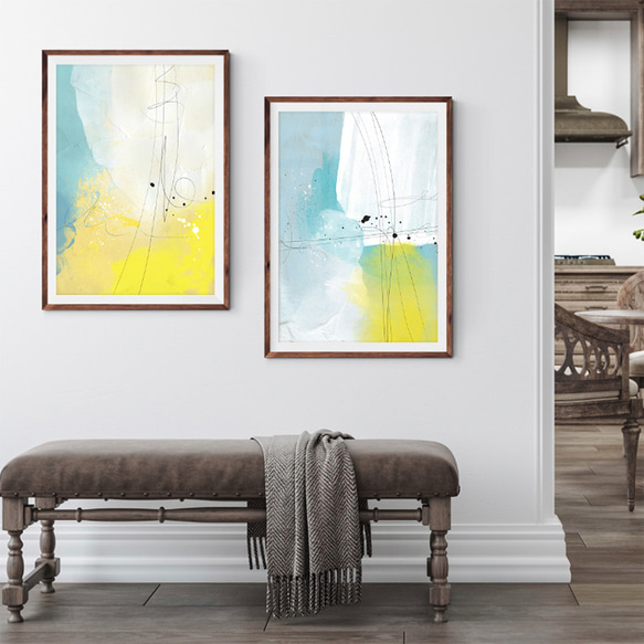 北欧ポスター　アートペイント 【  Art Paint 45 】 元気の出る黄色いアートポスターをインテリアに 5枚目の画像