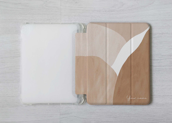 裸色調抽象可客製名字iPad Pro mini Air 3 4 6 10.5 10.9 11 12.9吋翻蓋式筆槽保護套 第7張的照片