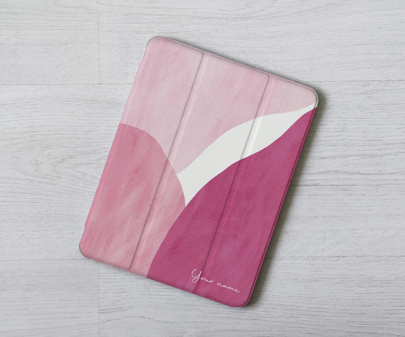 粉色調抽象可客製名字iPad Pro mini Air 3 4 6 10.5 10.9 11 12.9吋翻蓋式筆槽保護套 第6張的照片