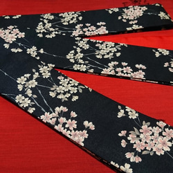 創作帯☆居合帯・半纏帯 リバーシブル 桜模様 巾約7cm 2枚目の画像