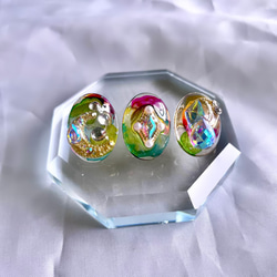 glass oval 3way watercolor Earrings 5枚目の画像