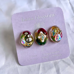 glass oval 3way watercolor Earrings 4枚目の画像