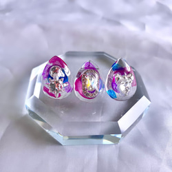 glass drop 3way watercolor Earrings 4枚目の画像