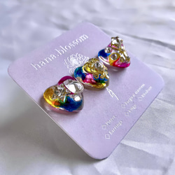 glass heart 3way watercolor Earrings 6枚目の画像