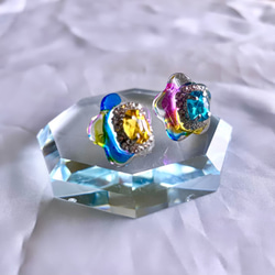 glass flower watercolor Earrings 6枚目の画像