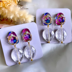 glass clear watercolor Earrings 1枚目の画像