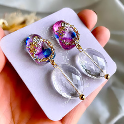 glass clear watercolor Earrings 3枚目の画像