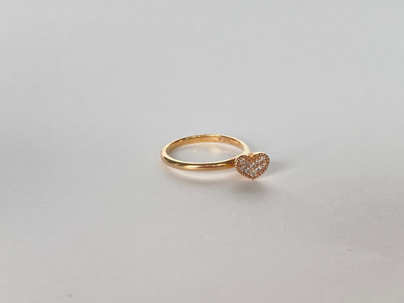 10k ハートダイヤピンキーリング 鑑別書付き 指輪・リング mare acce