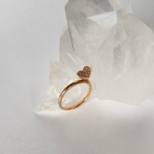 10k ハートダイヤピンキーリング 鑑別書付き 指輪・リング mare acce