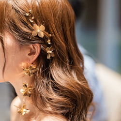結婚式 ピアス&ヘアピン ゴールドフラワー 4fb4a50b0bb296e4322e71eefd8c9d