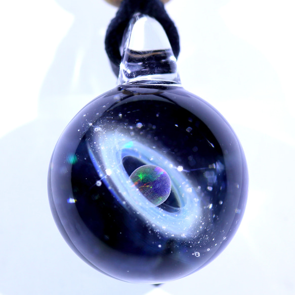 宇宙ガラスペンダント (21mm ”リング” シリーズ） no.P120 ネックレス