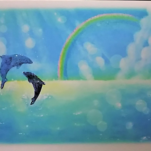 海とイルカの絵葉書3枚セット 暑中お見舞い・残暑お見舞い パステル 