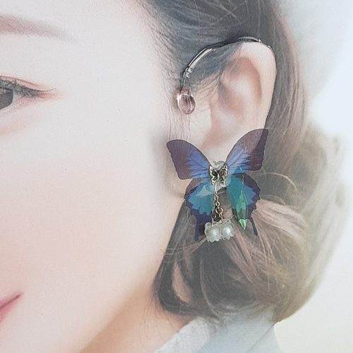 蝶と鈴蘭のイヤーフック　左耳用