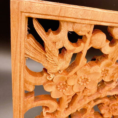 昭和レトロ　約１００年前(昭和4年)の家具　梅にウグイス彫刻 昭和レトロ 約100年前(昭和4年)の家具 梅にウグイス彫刻 昭和