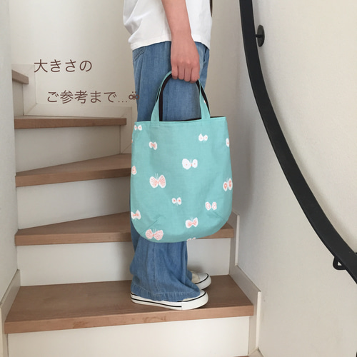 ぷっくりまあるいタックトートバッグA4縦型書類入 手ぬぐい ⚮̈﻿minä