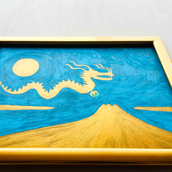 ファッション通販 安い はまぐり貝殻絵付け 龍神と富士山 絵画
