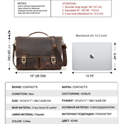 ビジネスブリーフバッグ ノートパソコン用のバッグ 本革レザー メンズ ななめ ショルダーバッグ 斜めがけ 通勤 彼氏 3枚目の画像