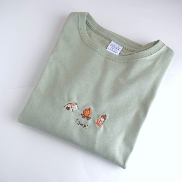 《限定カラー》Camp!ビッグシルエット刺繍Tシャツ《セージグリーン》メンズ レディース トップス キャンプ 10枚目の画像