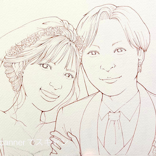 フルオーダー ウェルカムボード 結婚式 似顔絵 にがおえ
