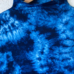 天然藍染　オフネックTシャツ　女性用　七分袖フリーサイズ 3枚目の画像