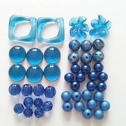 ビーズ 8種56個 アクリル ミックス コバルトブルー サファイアブルー