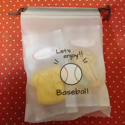 野球ボール柄のミニビニール巾着袋にクッキー4種類詰め合わせ♪(*^▽^*) 6枚目の画像