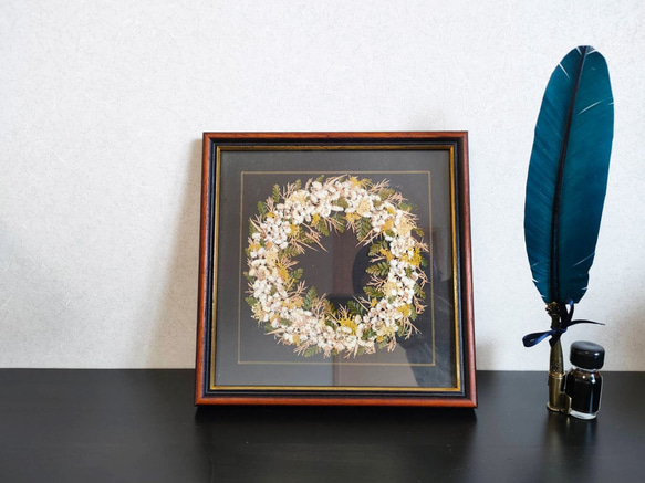 押し花　額入り 「小さな幸せを 花のブーケ」21.5cm×21.5cm 4枚目の画像