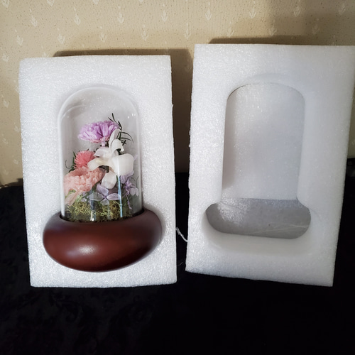 プリザーブドフラワー仏花対ガラスドーム大輪菊 プリザーブドフラワー仏花対ガラスドーム大輪菊