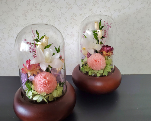 プリザーブドフラワー仏花対ガラスドーム大輪菊 5fcd0abfd0c89df19604fc95db9481