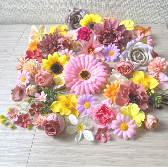 バラ アーティフィシャルフラワー 造花 ピンク オレンジ イエロー ブルー ☆NO 0624-02⑤造花 花材 小花 アーティフィシャルフラワー
